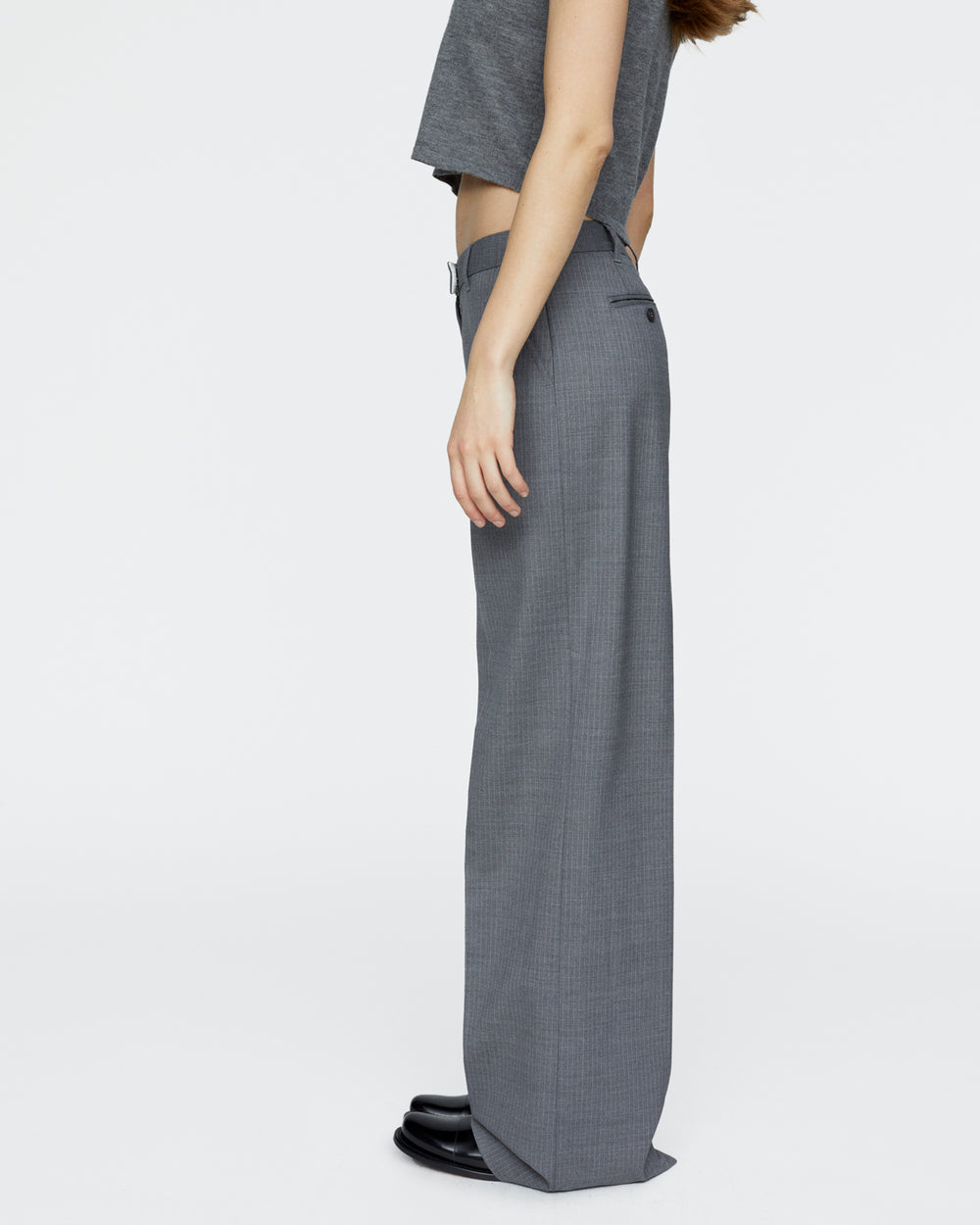 Pinstripe Leigh Pant - Medium Heather Grey