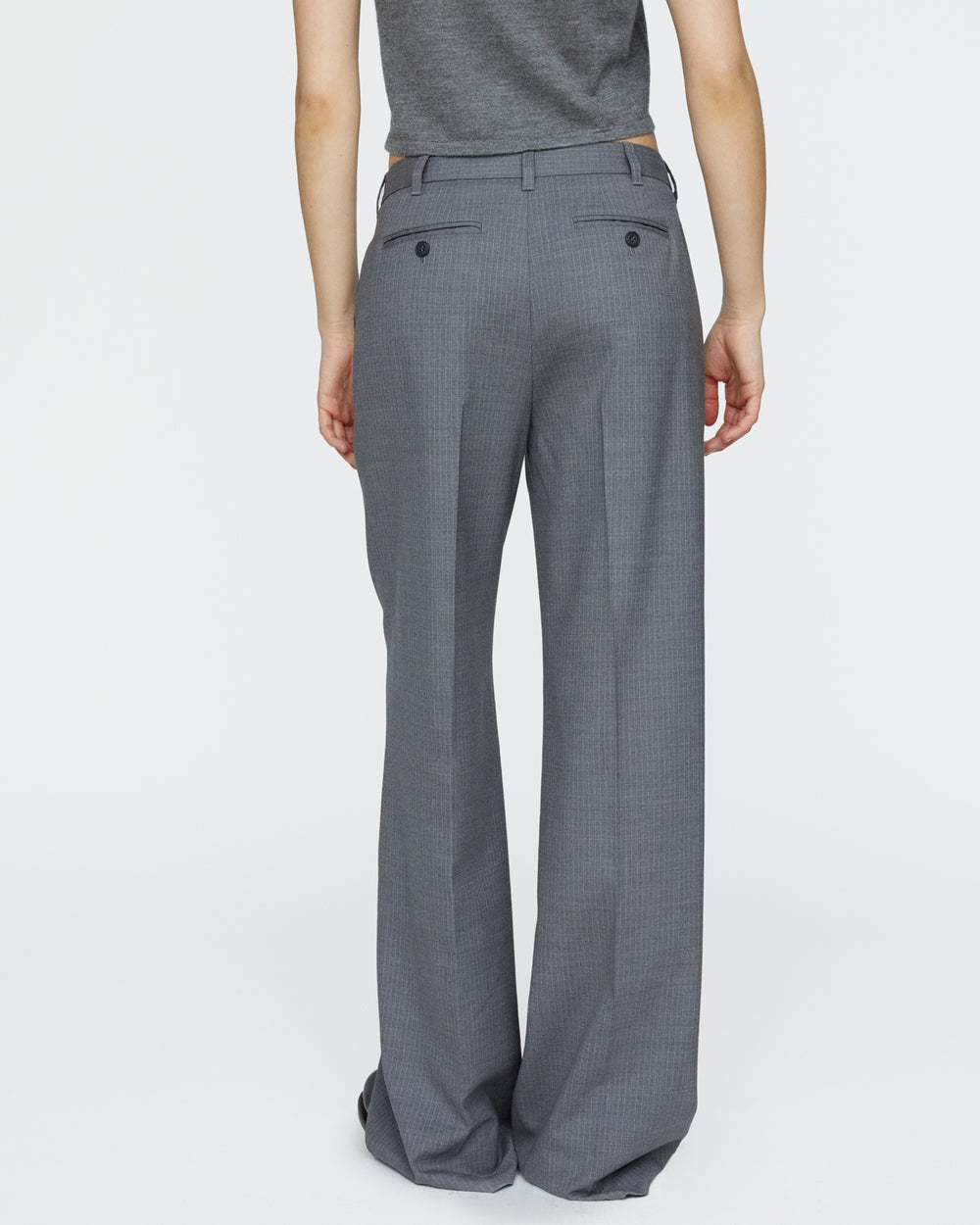 Pinstripe Leigh Pant - Medium Heather Grey