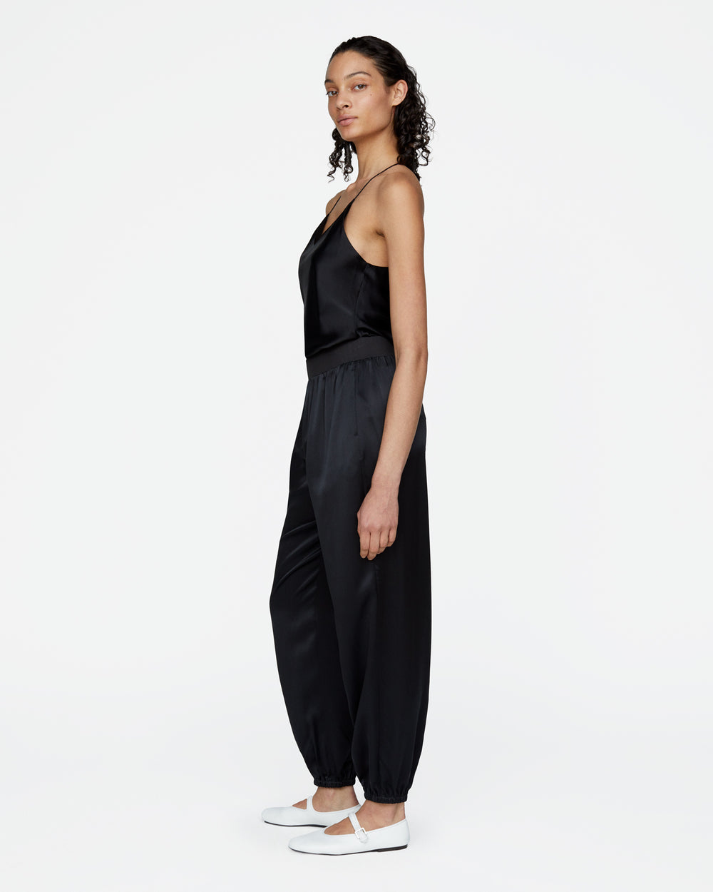 Silk Charmeuse Jogger - Black