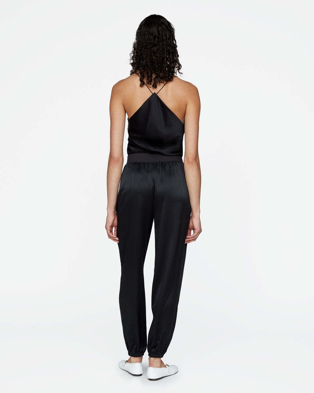 Silk Charmeuse Jogger - Black
