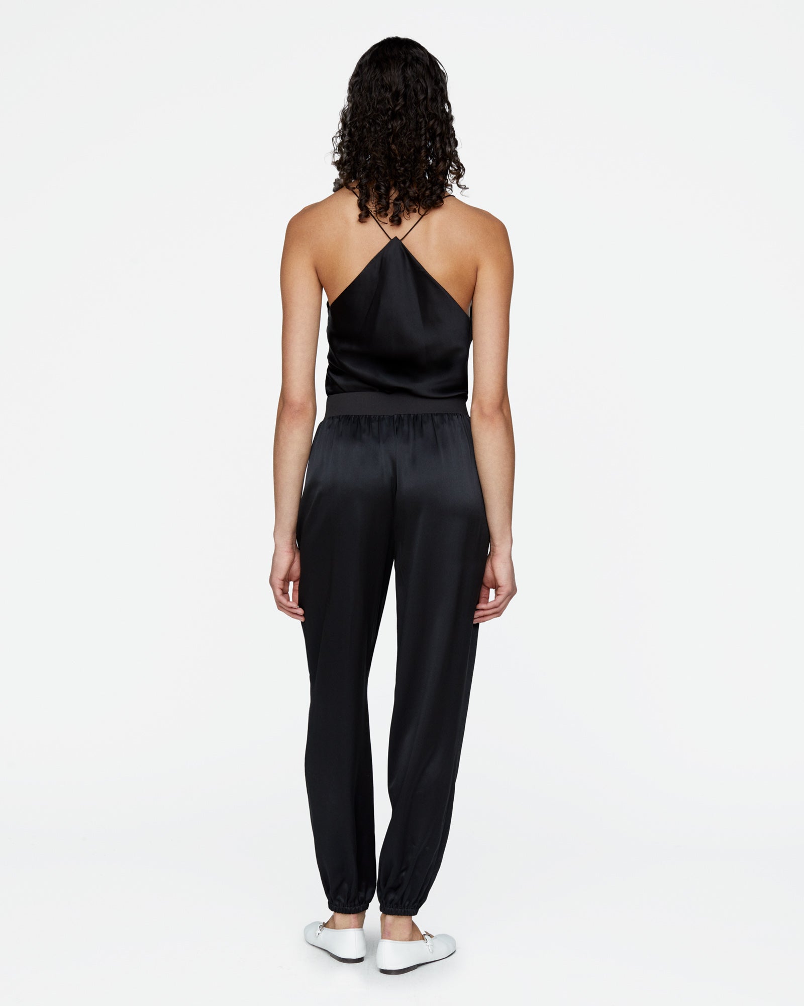 Silk Charmeuse Jogger - Black