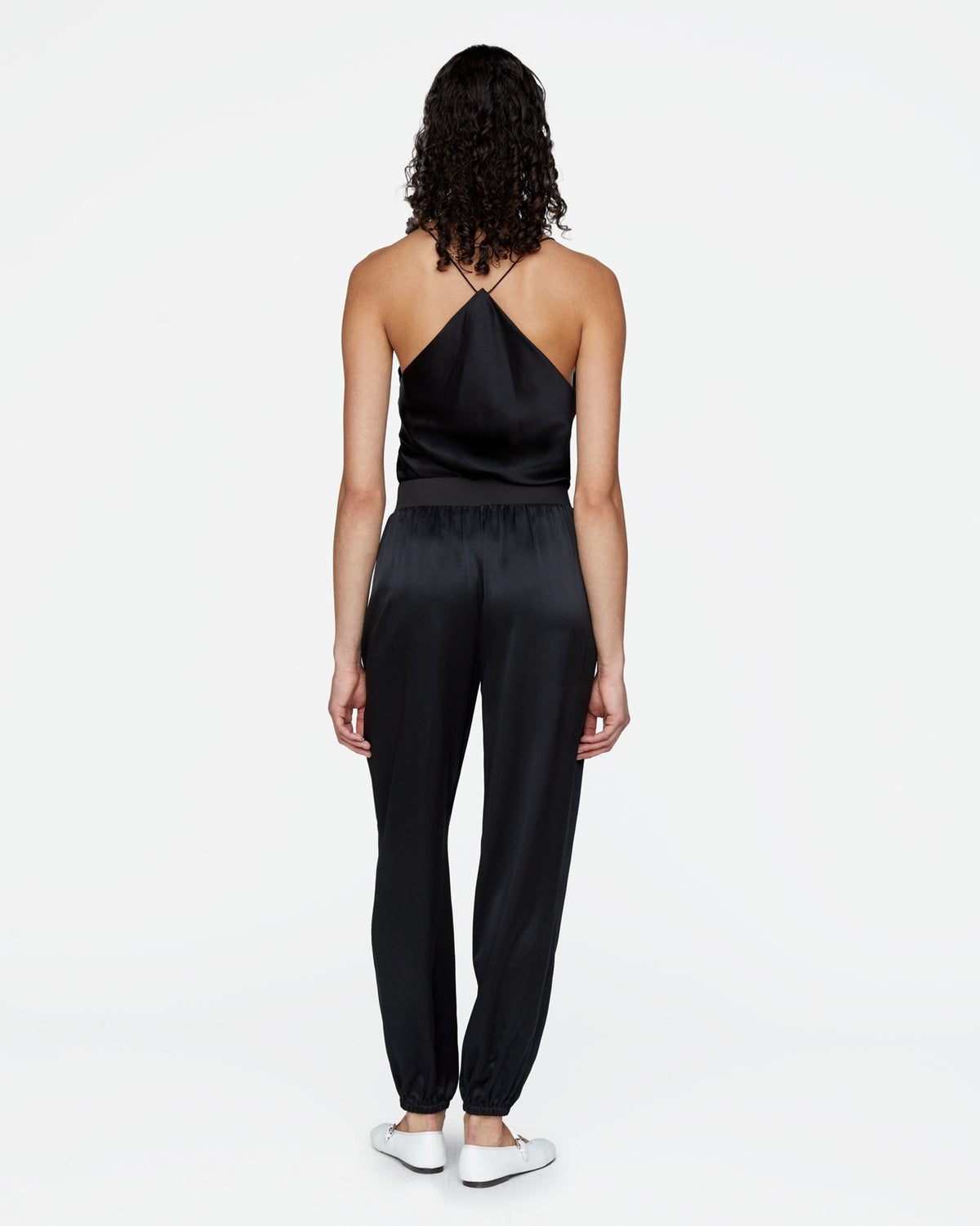 Silk Charmeuse Jogger - Black