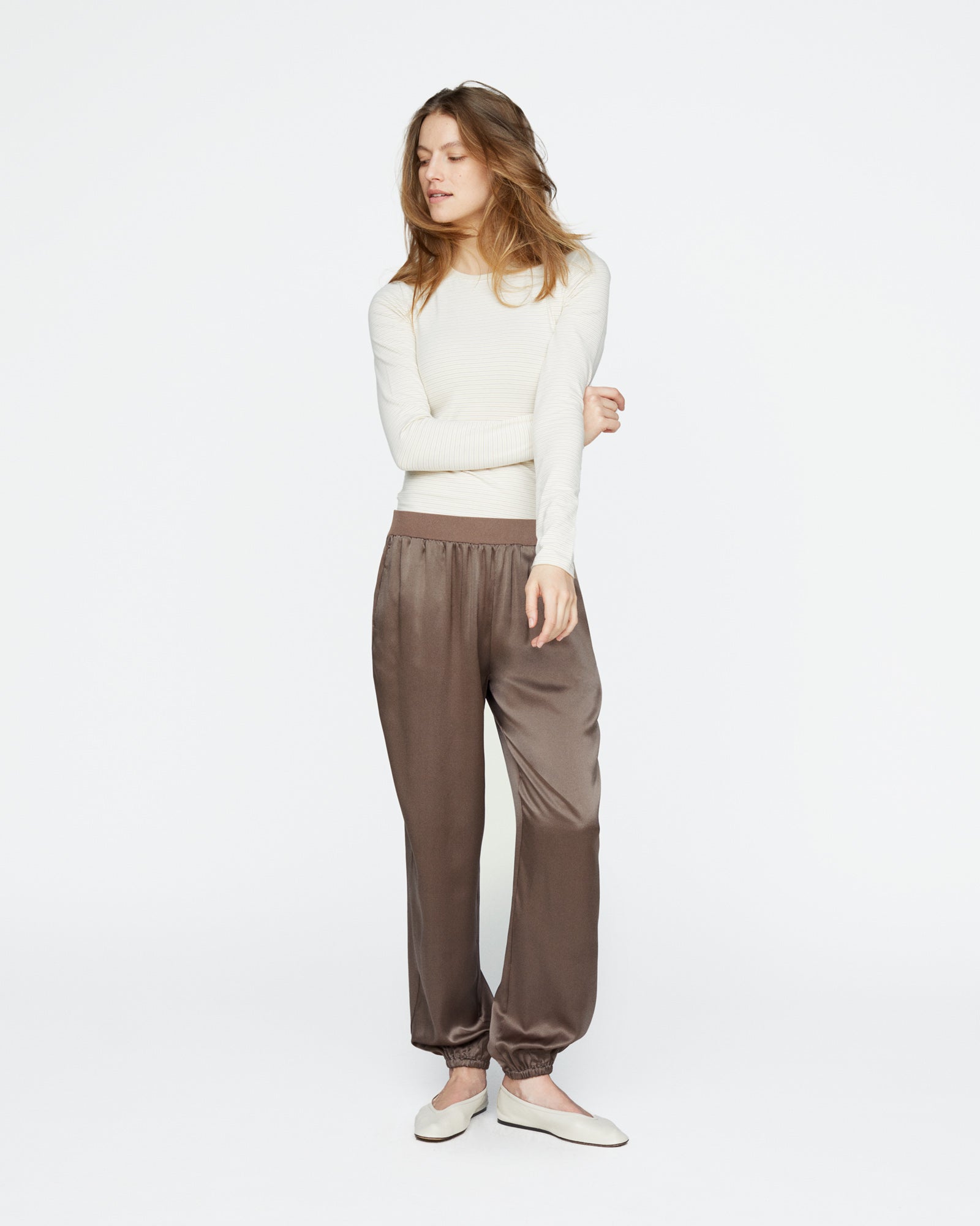 Silk Charmeuse Jogger - Cedar