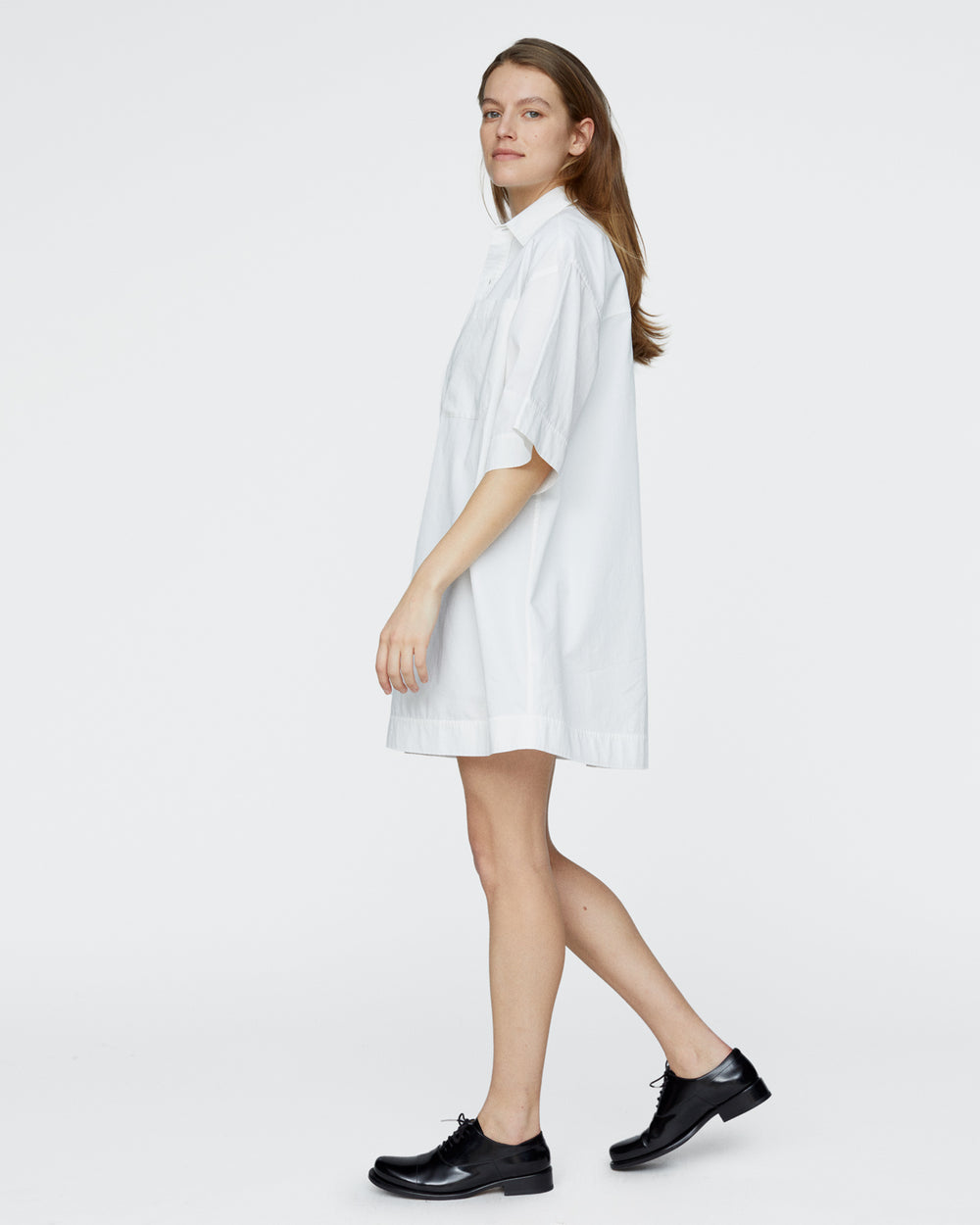 Stone Washed Boxy Dress - White