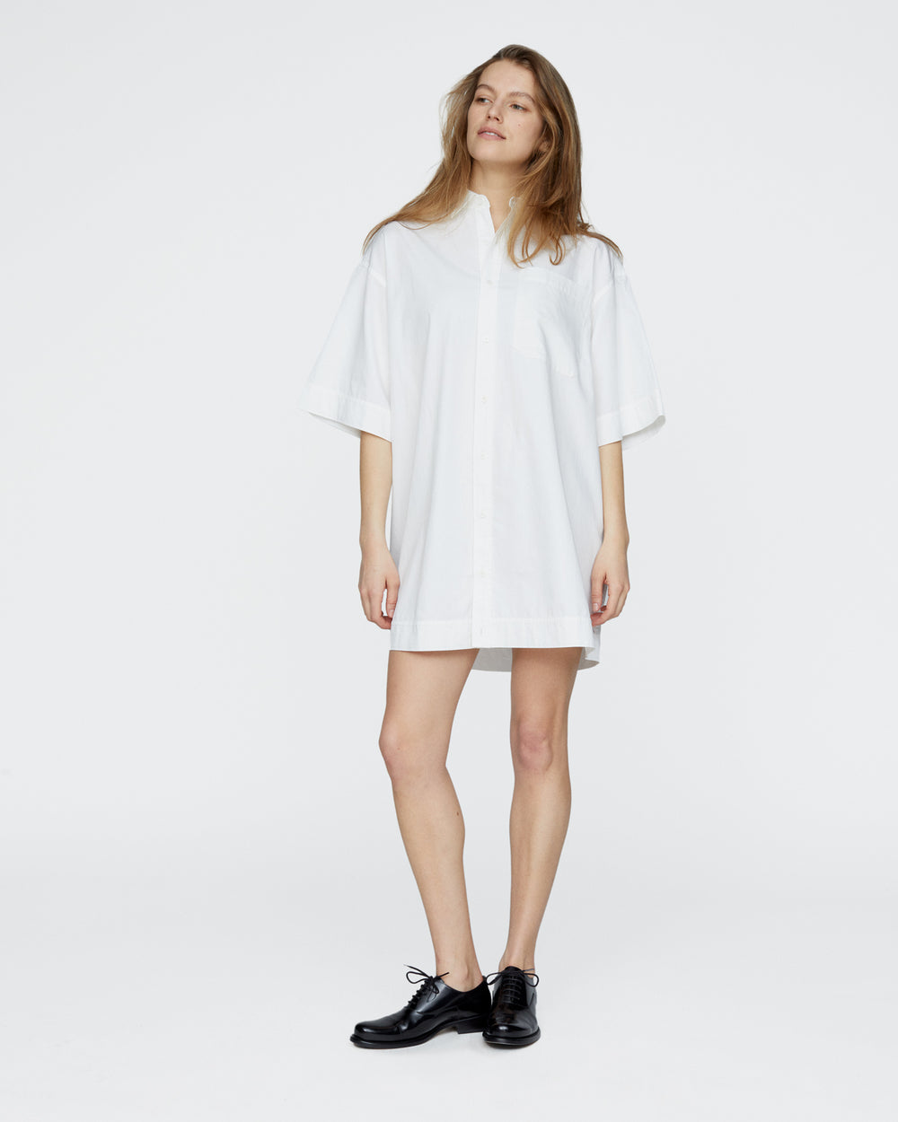 Stone Washed Boxy Dress - White