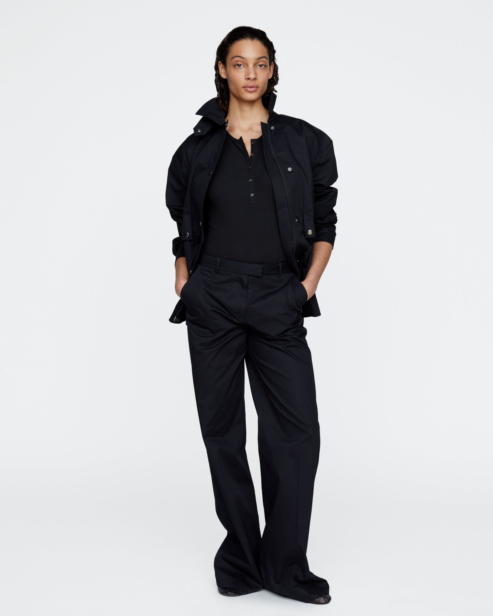Cotton Twill Utility Jacket - Black