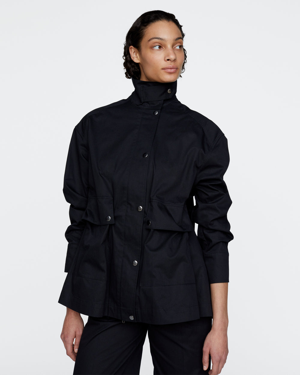 Cotton Twill Utility Jacket - Black
