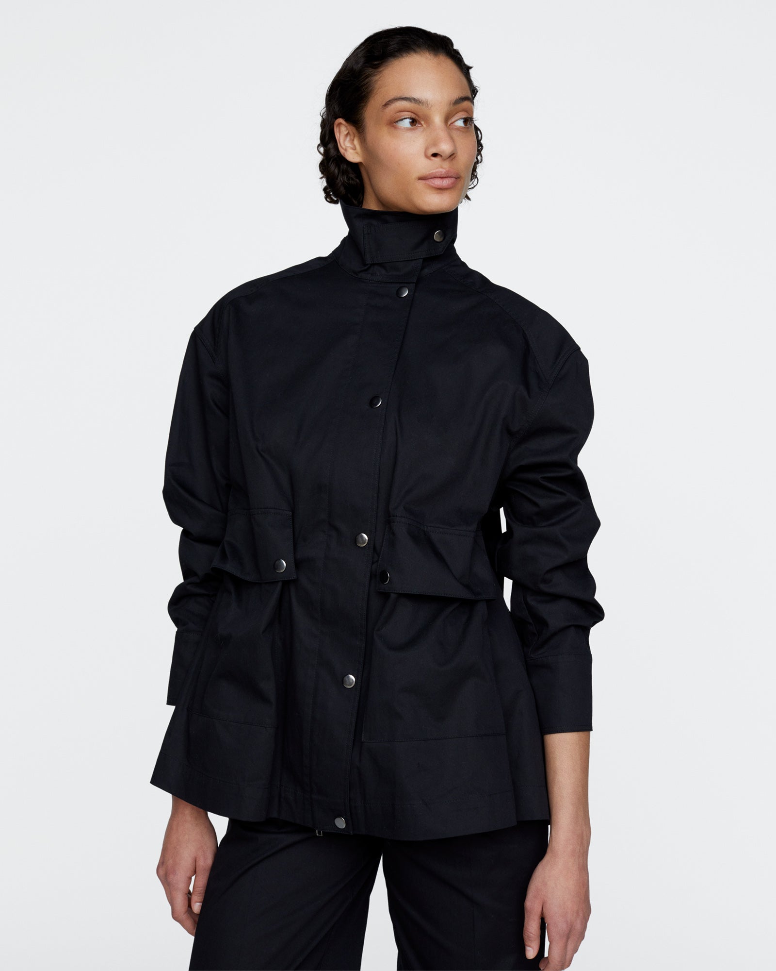 Cotton Twill Utility Jacket - Black