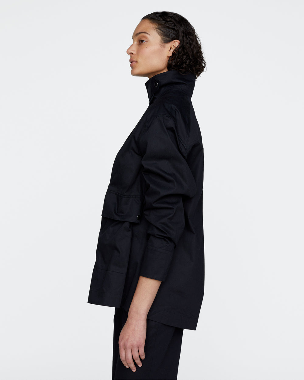Cotton Twill Utility Jacket - Black