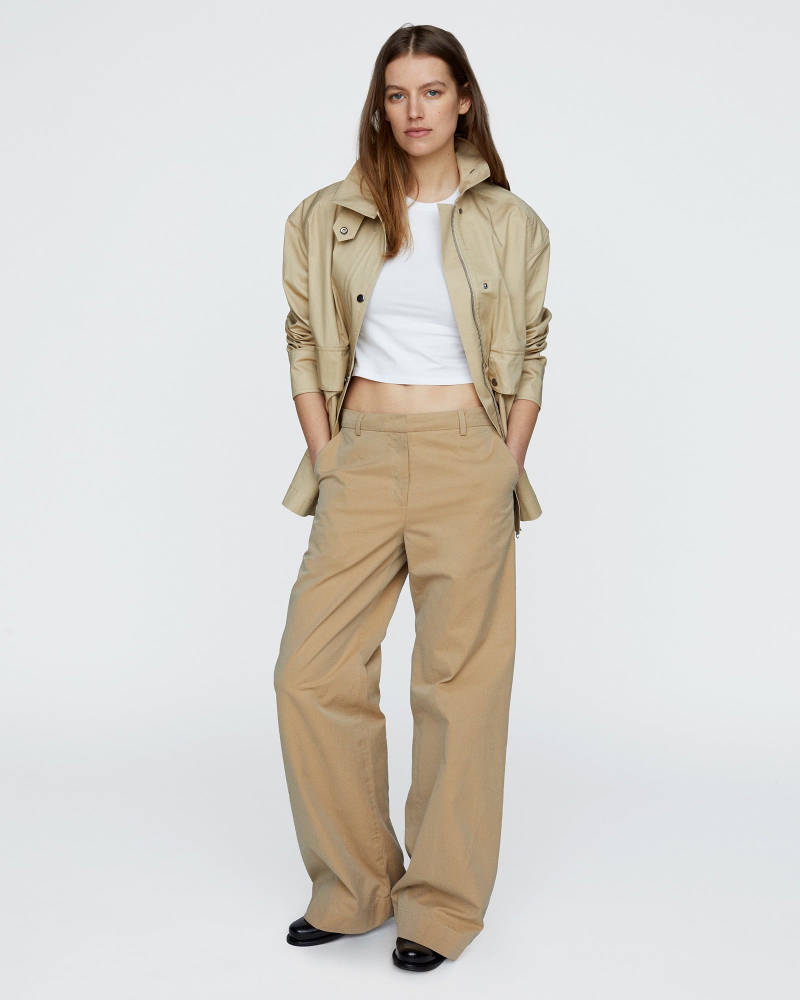 Cotton Twill Utility Jacket - Macadamia