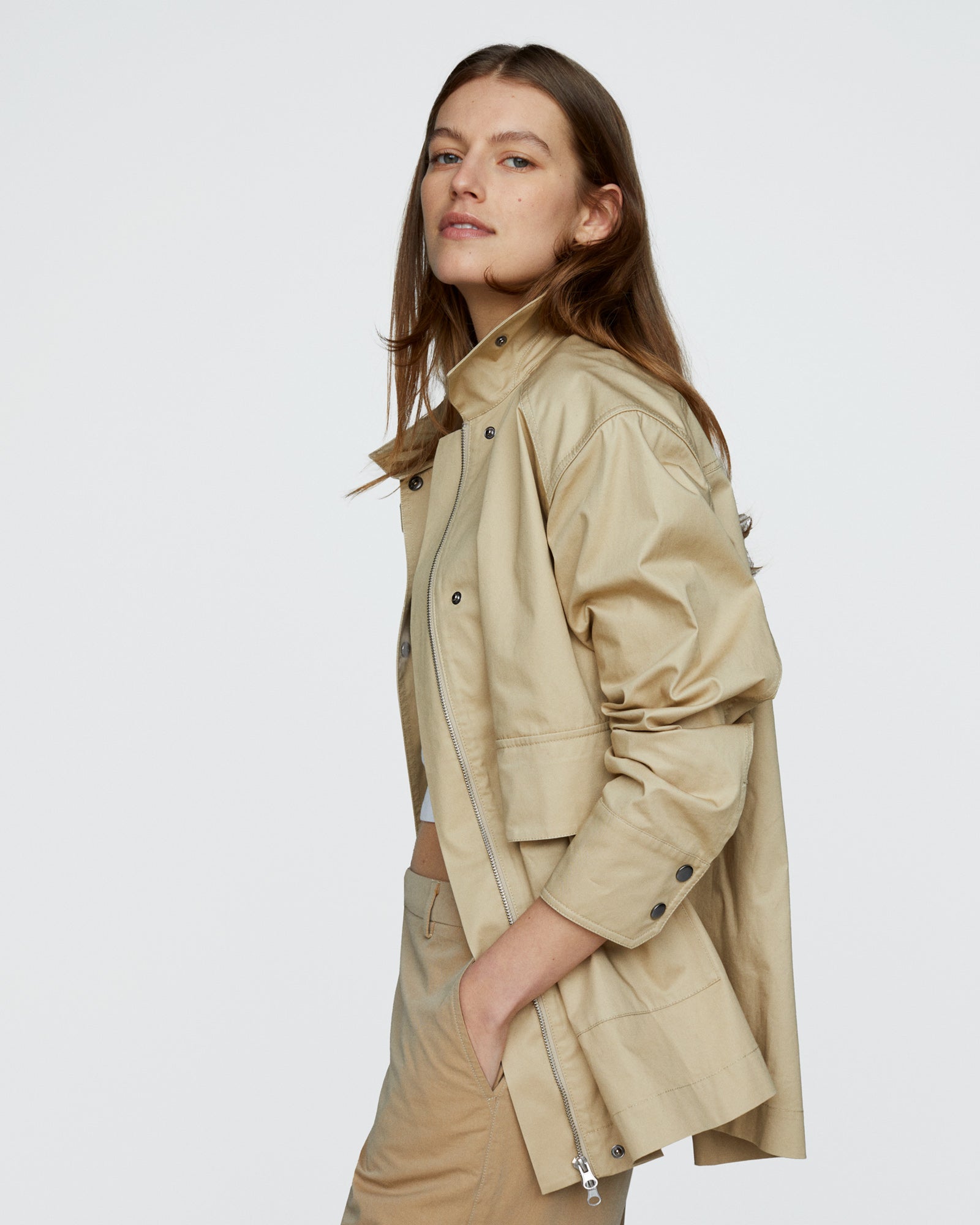 Cotton Twill Utility Jacket - Macadamia