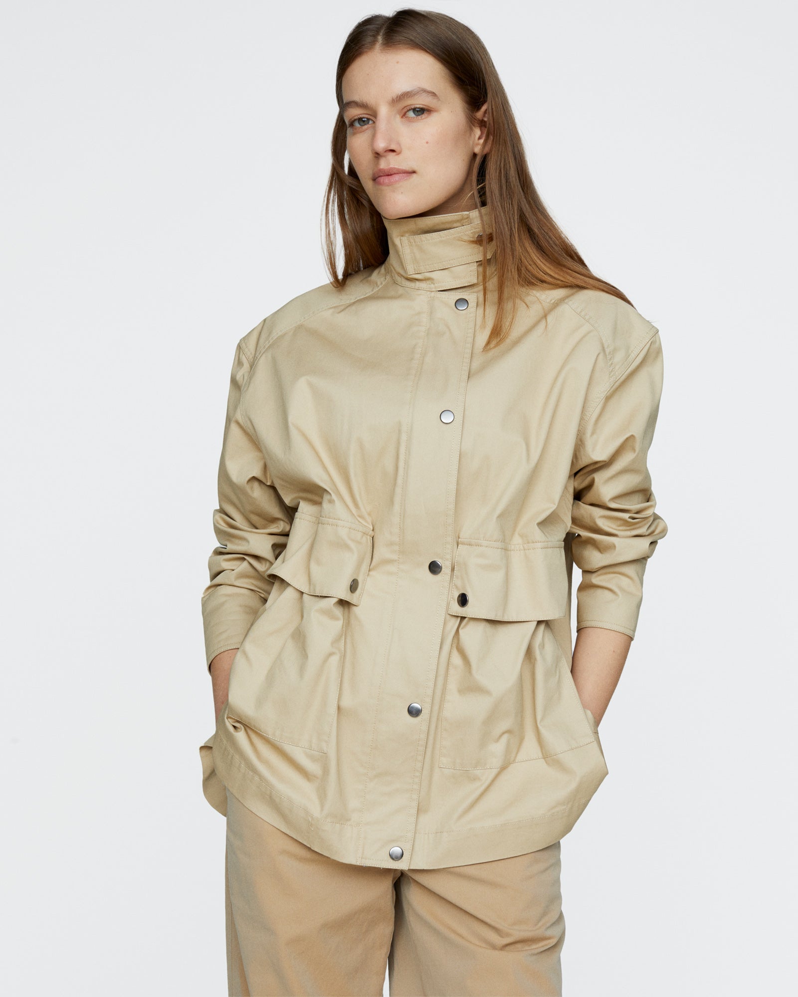 Cotton Twill Utility Jacket - Macadamia