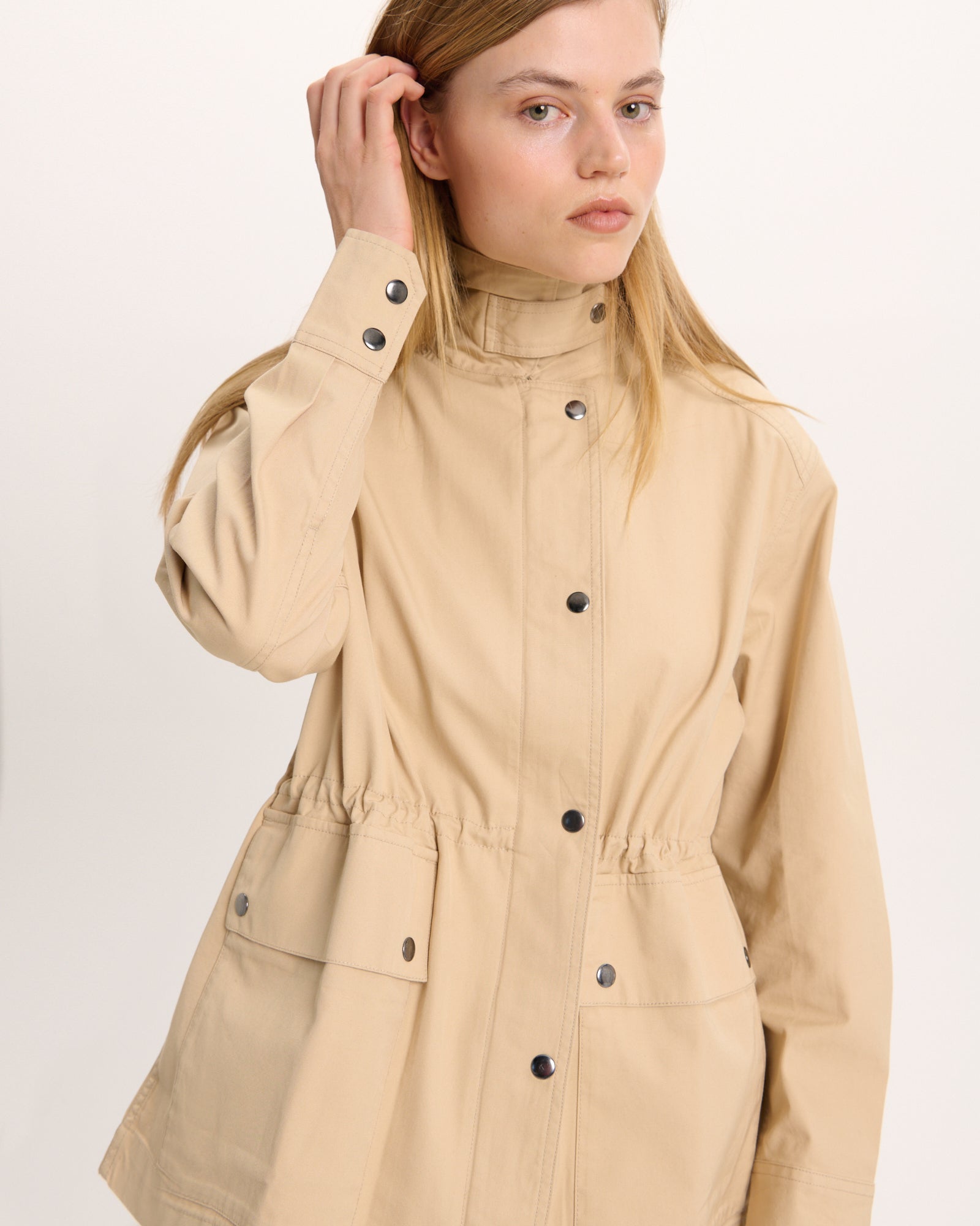 Cotton Twill Utility Jacket - Macadamia