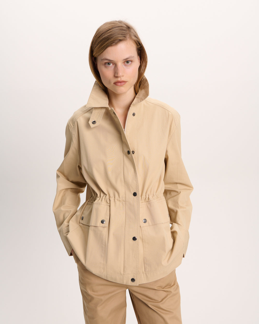 Cotton Twill Utility Jacket - Macadamia