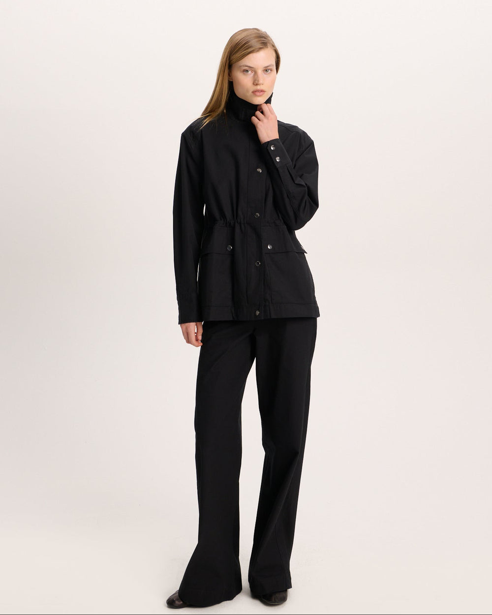 Cotton Twill Utility Jacket - Black