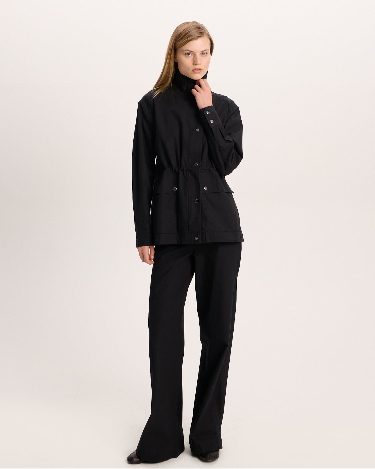 Cotton Twill Utility Jacket - Black