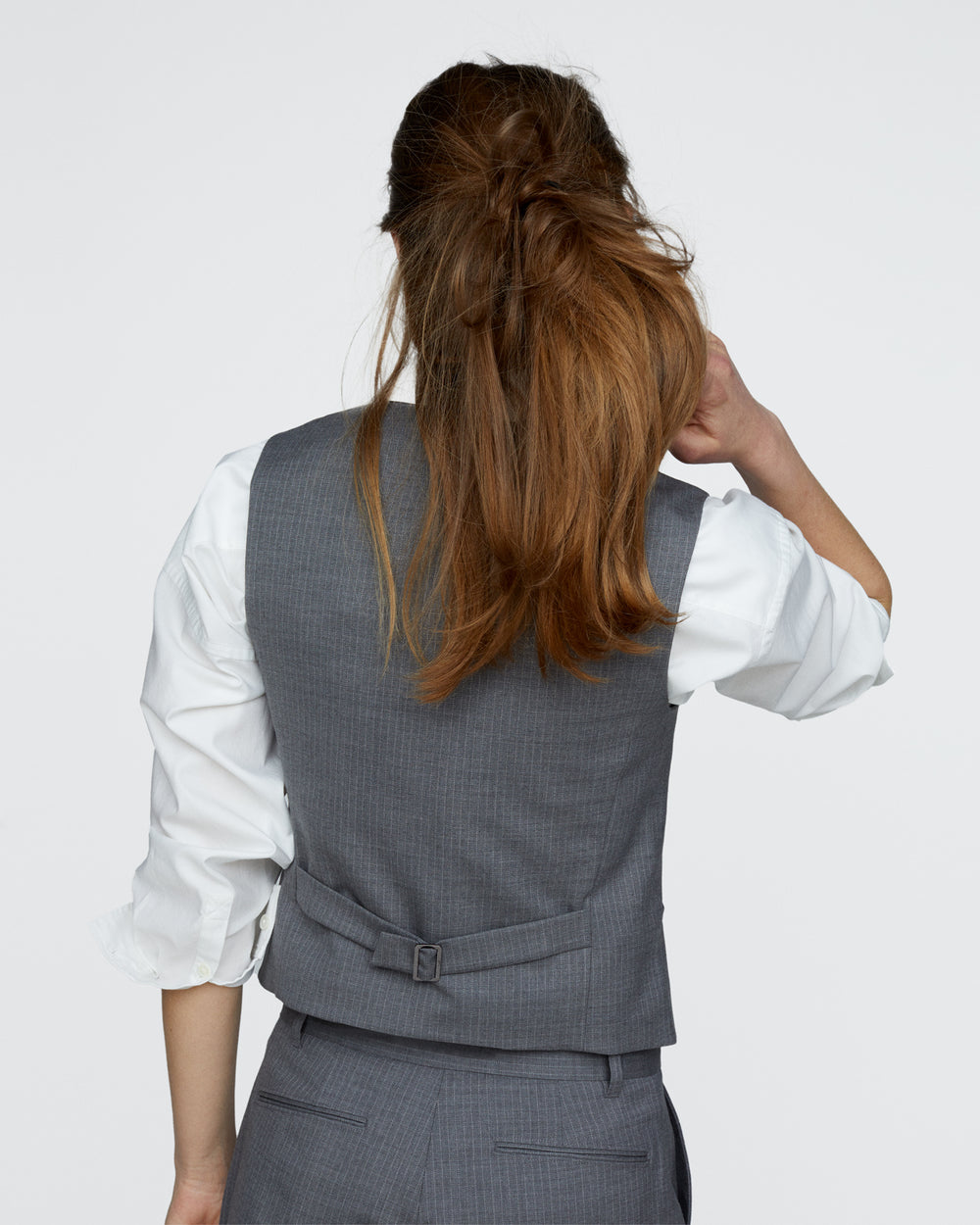 Pinstripe Wool Vest - Medium Heather Grey