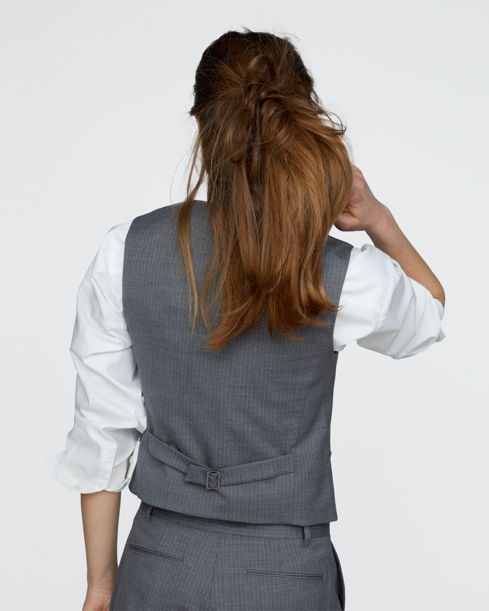 Pinstripe Wool Vest - Medium Heather Grey