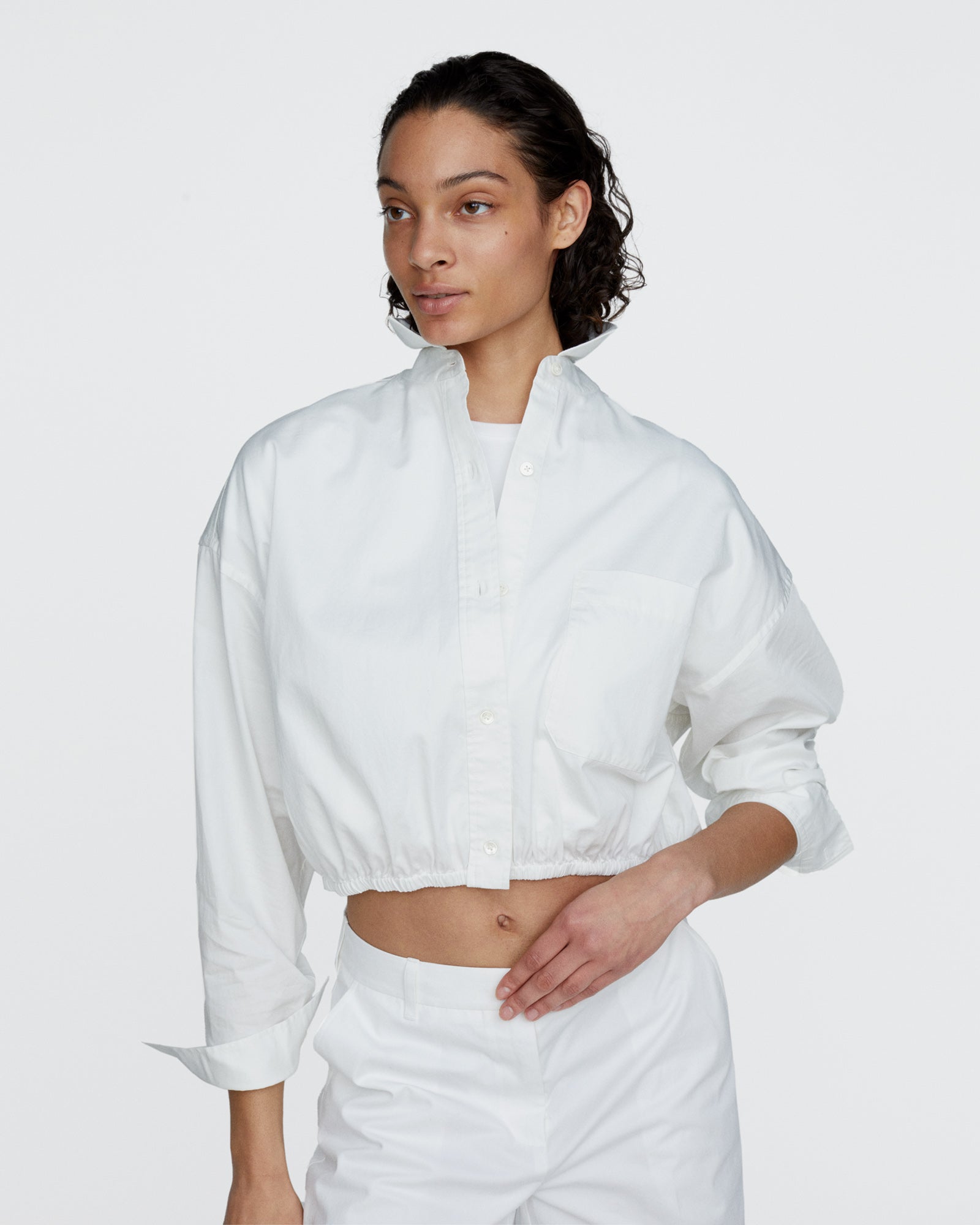 トップス AT LAST & CO COTTON SPORTS SHIRT WHITE Cinched Waist Shirt - White – ATM Anthony Thomas Melillo