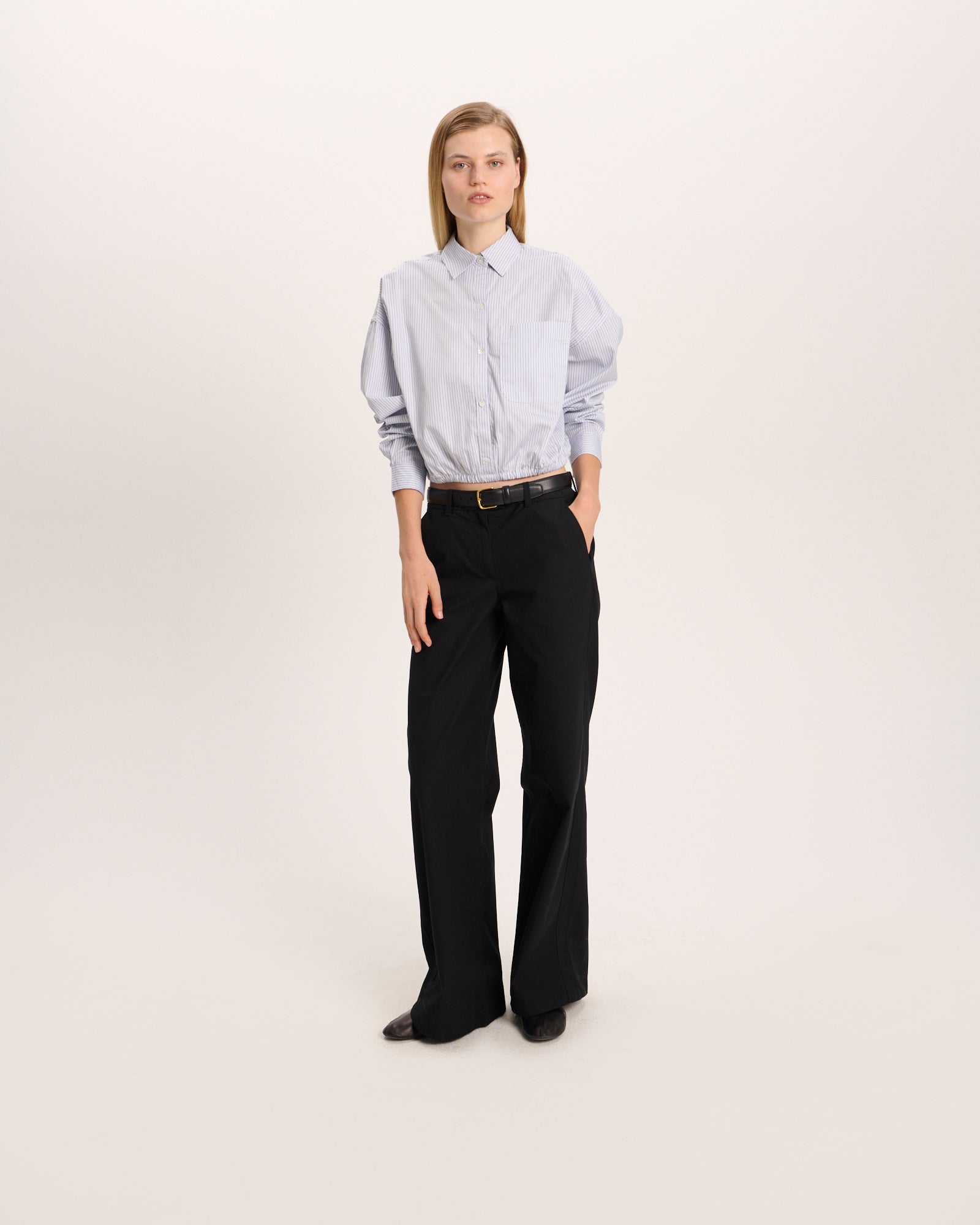 Cinched Waist Shirt - Cool Water Multi