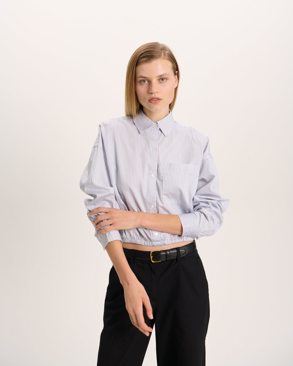Cinched Waist Shirt - Cool Water Multi