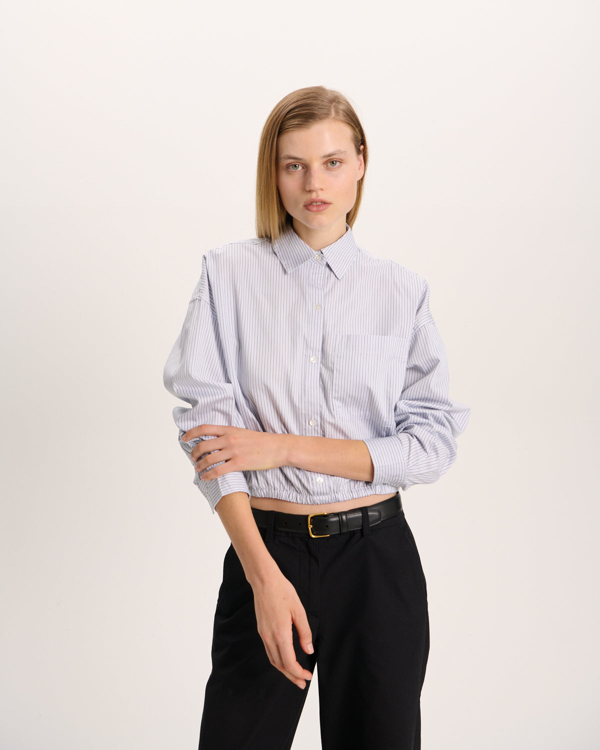 Cinched Waist Shirt - Cool Water Multi