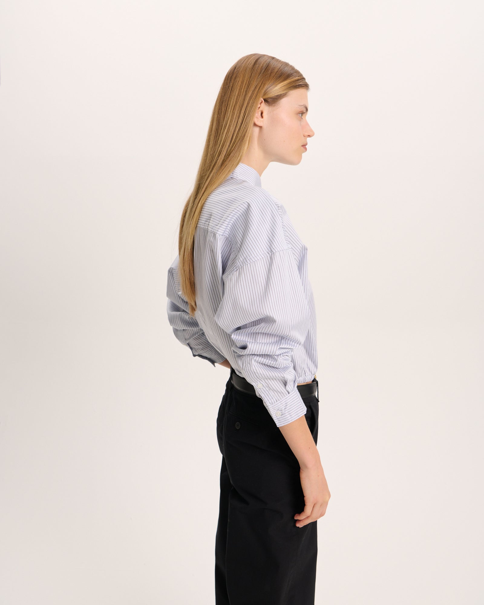 Cinched Waist Shirt - Cool Water Multi