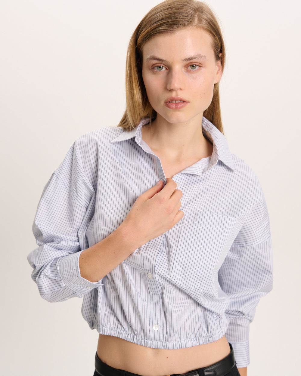 Cinched Waist Shirt - Cool Water Multi
