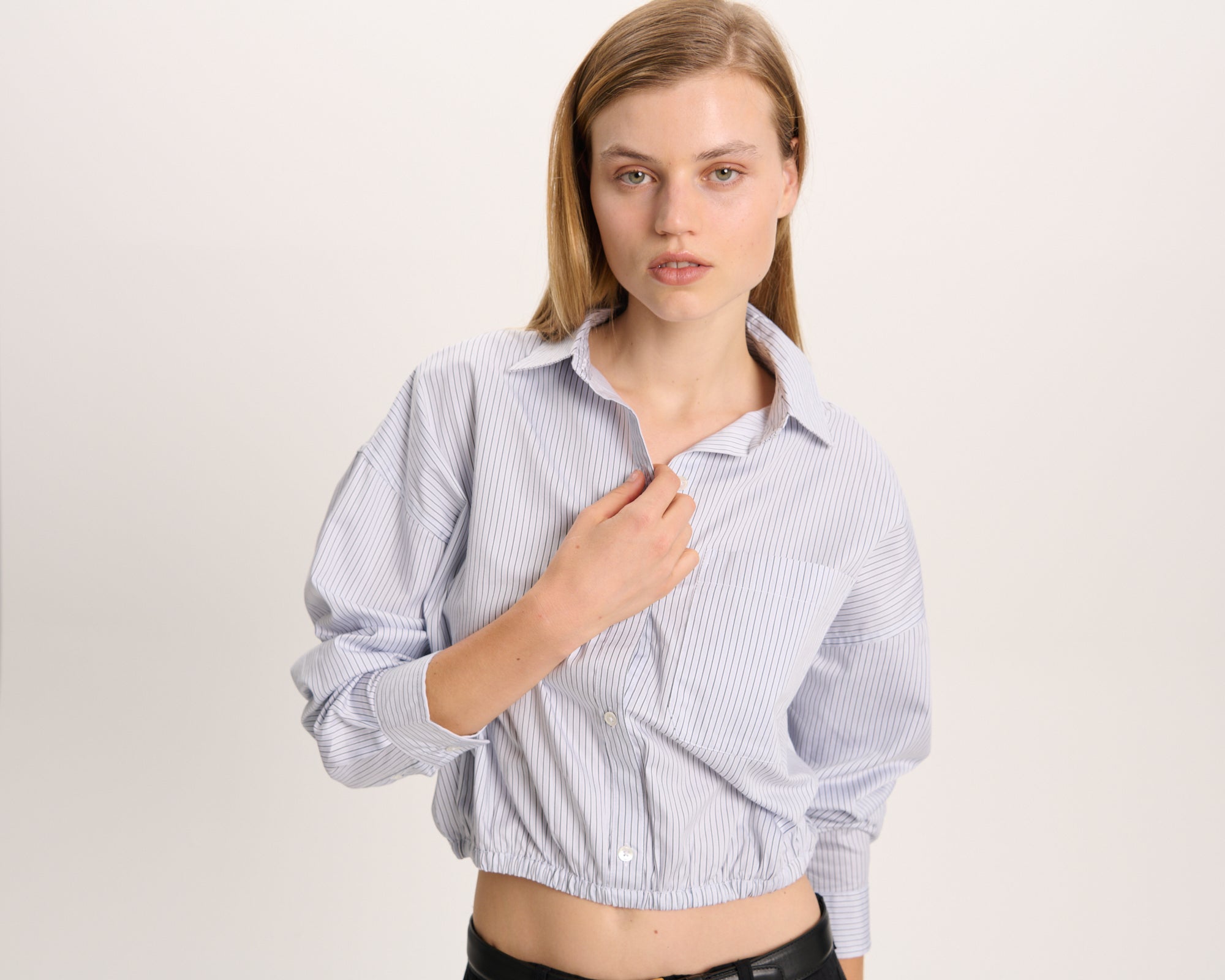 Cinched Waist Shirt - Cool Water Multi