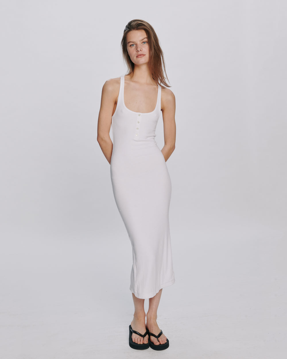 Atm Women's Modal Rib Tank Dress - White