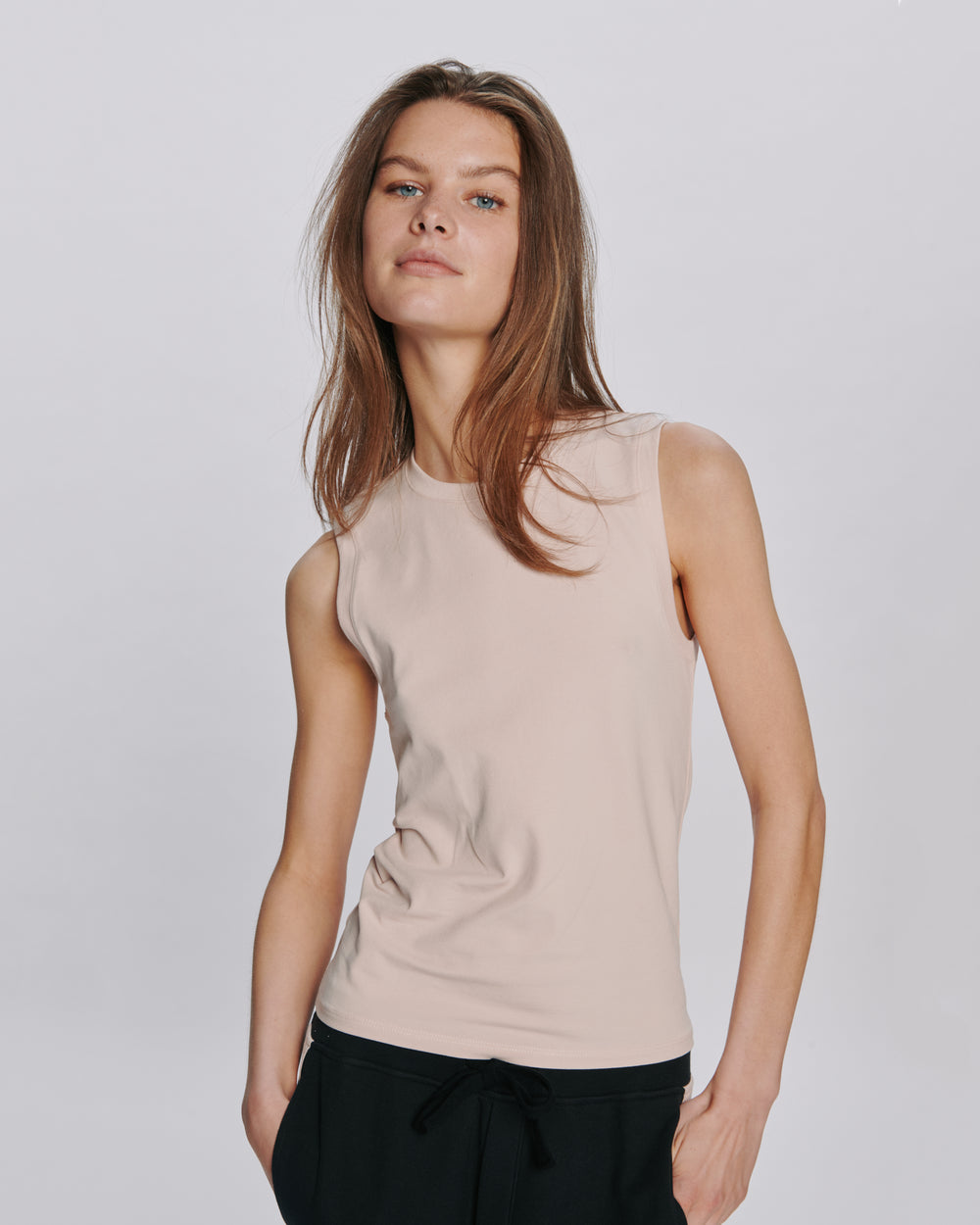 Stretch Cotton Muscle Tee - Faded Rose
