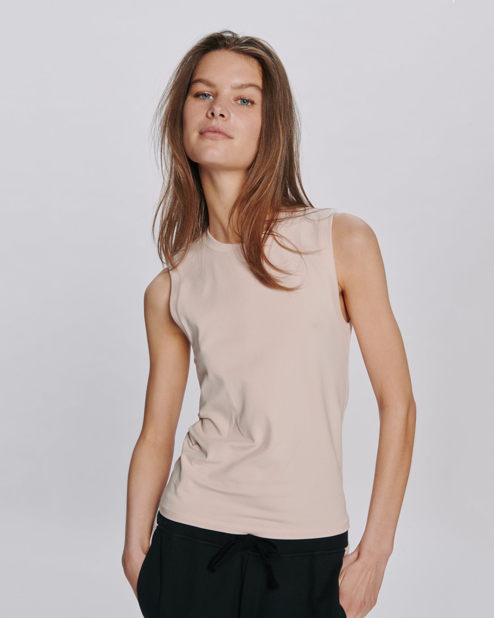 Stretch Cotton Muscle Tee - Faded Rose