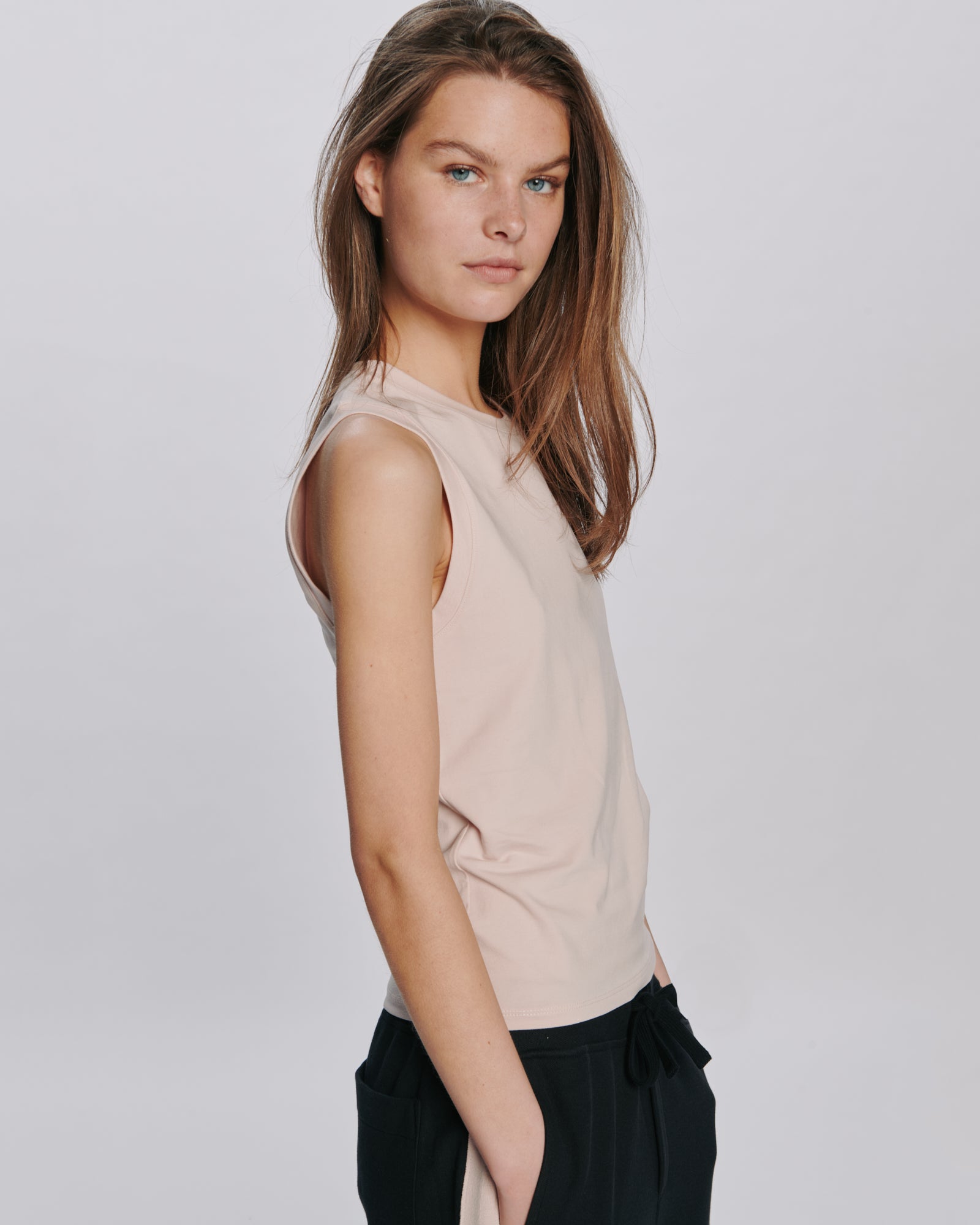 Stretch Cotton Muscle Tee - Faded Rose