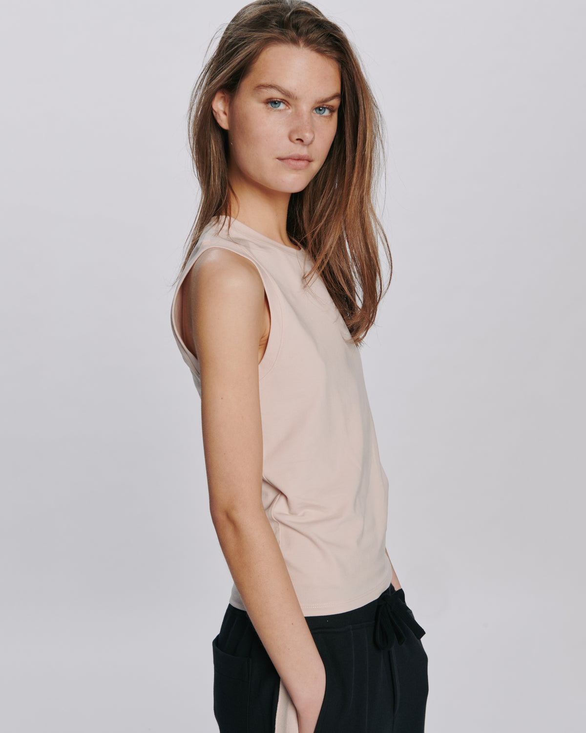 Stretch Cotton Muscle Tee - Faded Rose