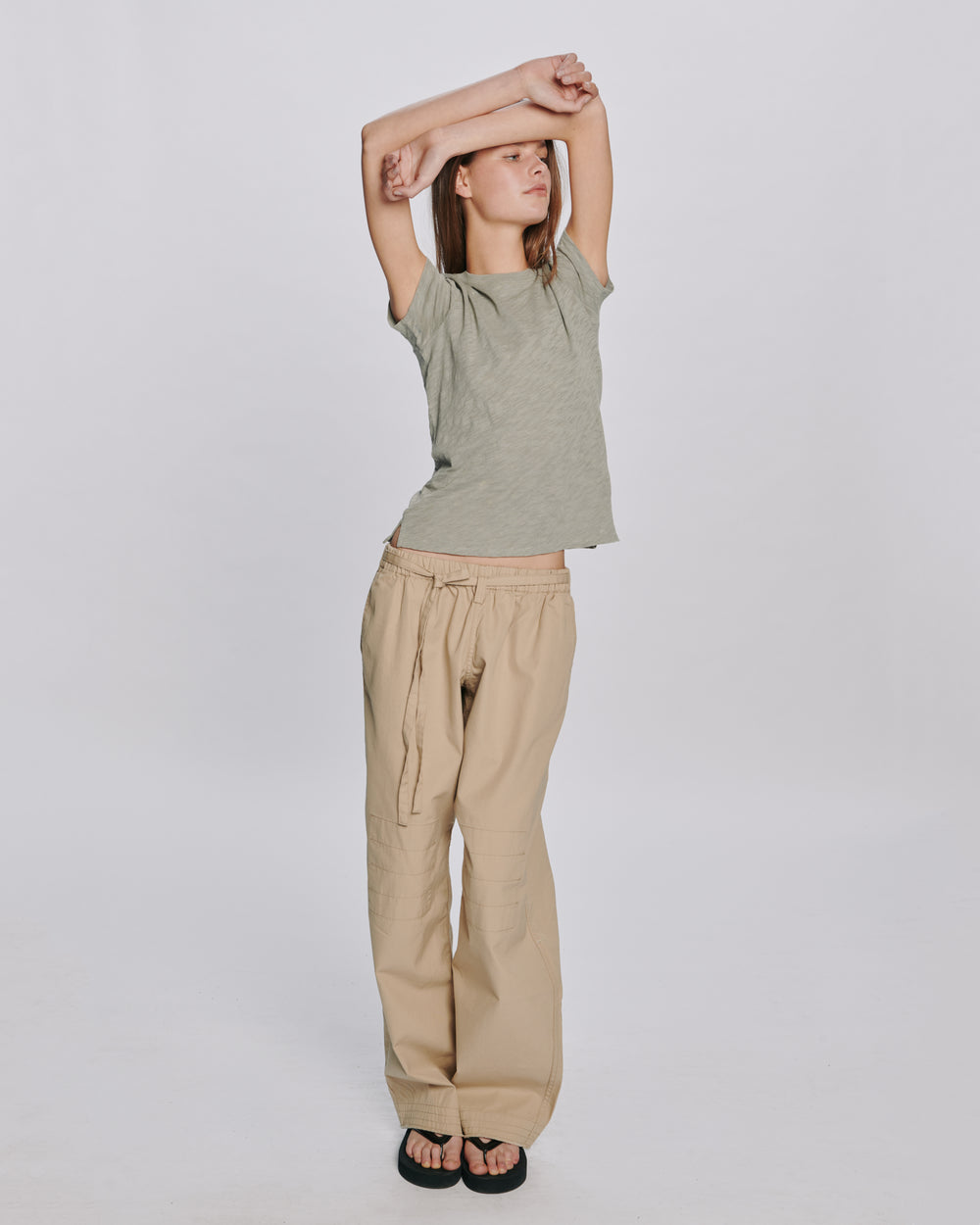 Slub Jersey Schoolboy Crew Neck Tee - Grigio