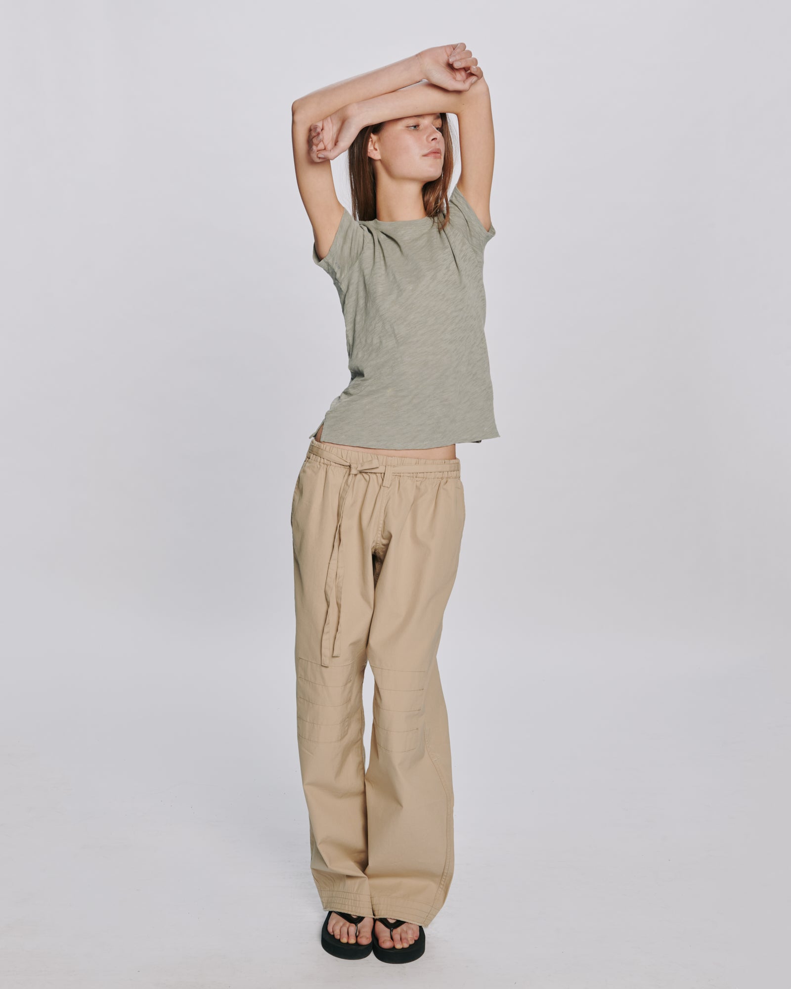 Slub Jersey Schoolboy Crew Neck Tee - Grigio