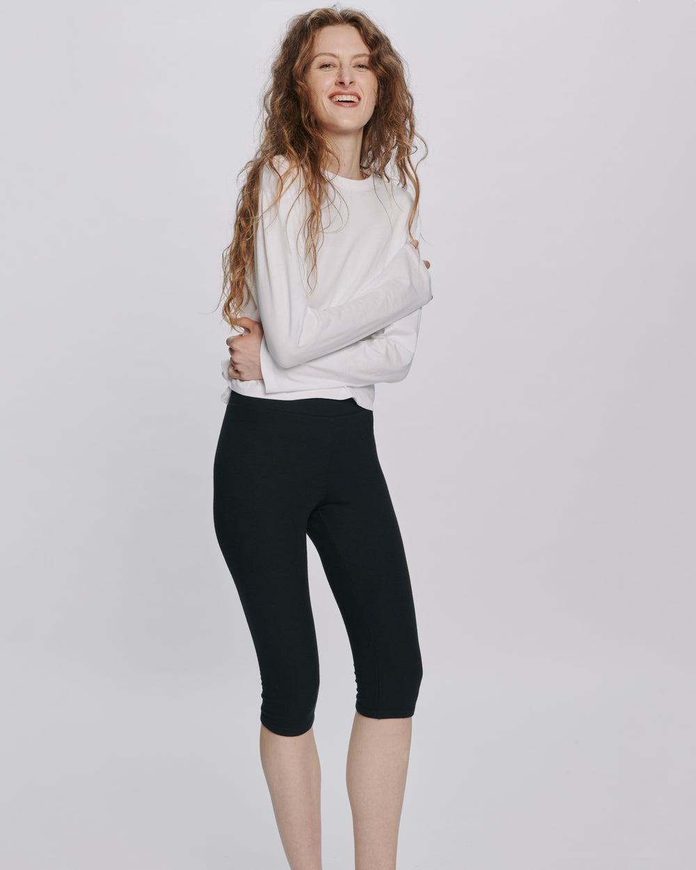 Modal Rib Cropped Legging - Black