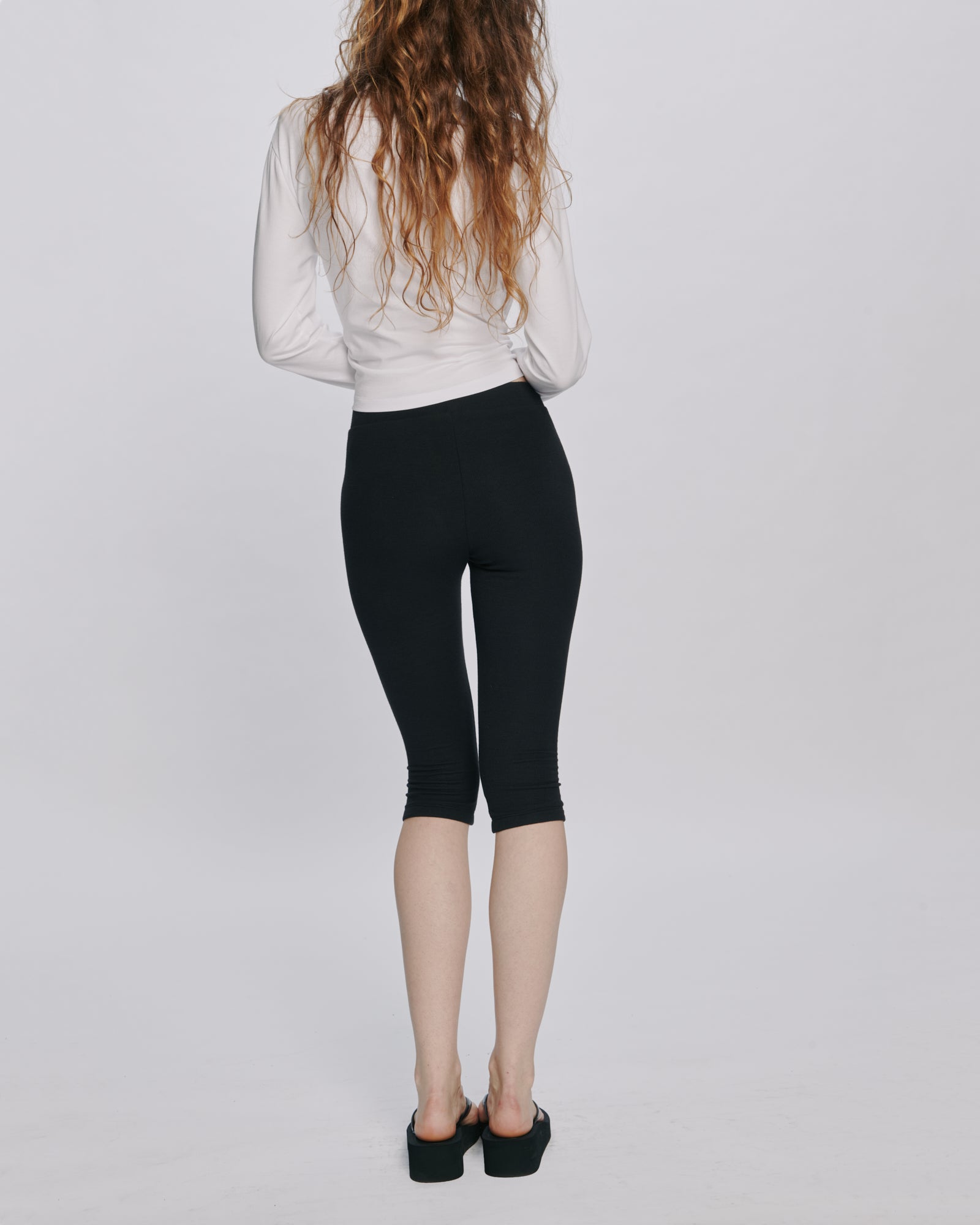 Modal Rib Cropped Legging - Black