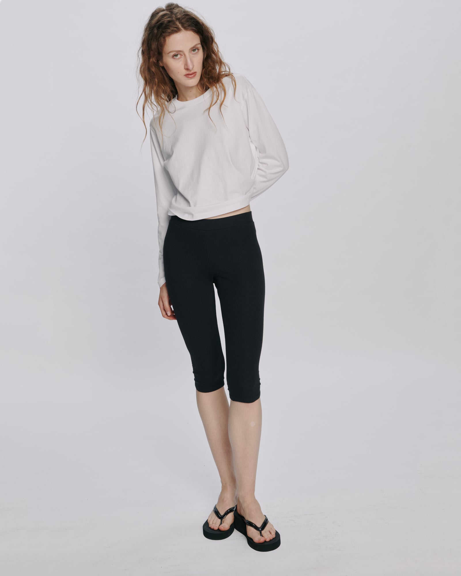 Modal Rib Cropped Legging - Black