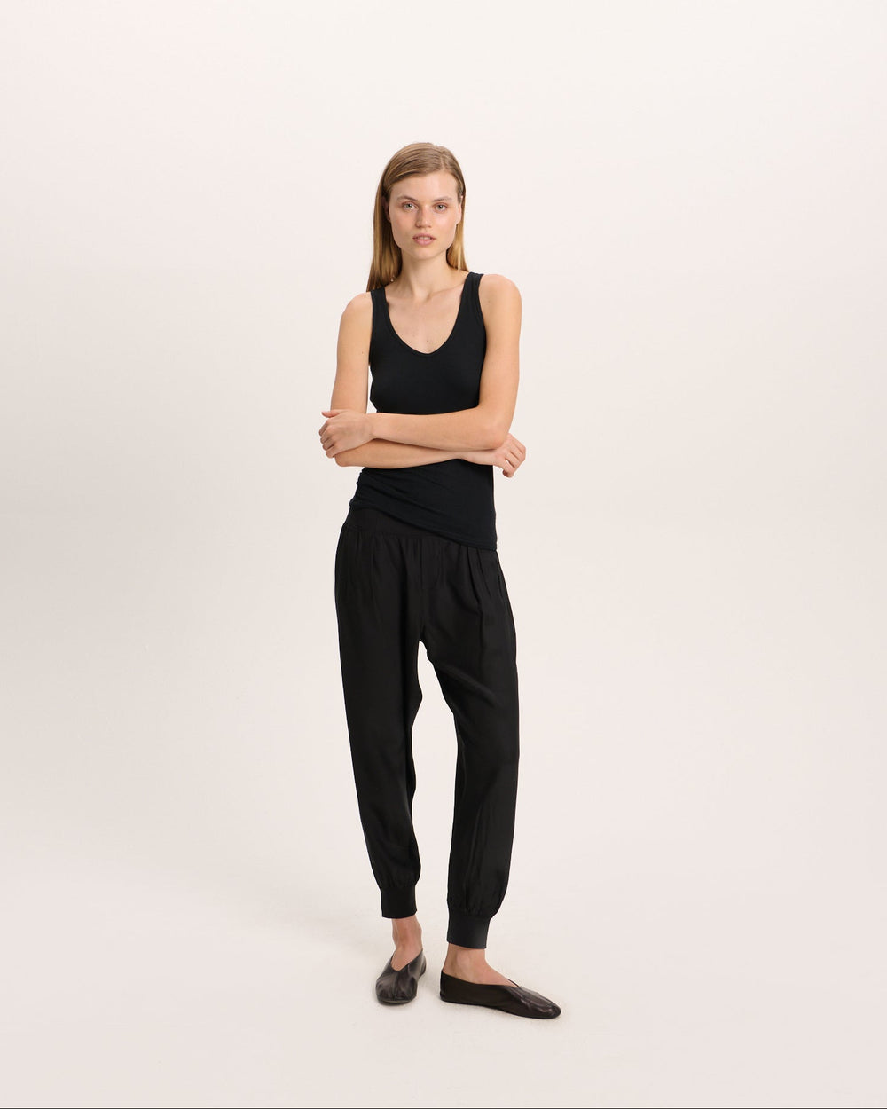 Modal Deep V-Neck Tank - Black