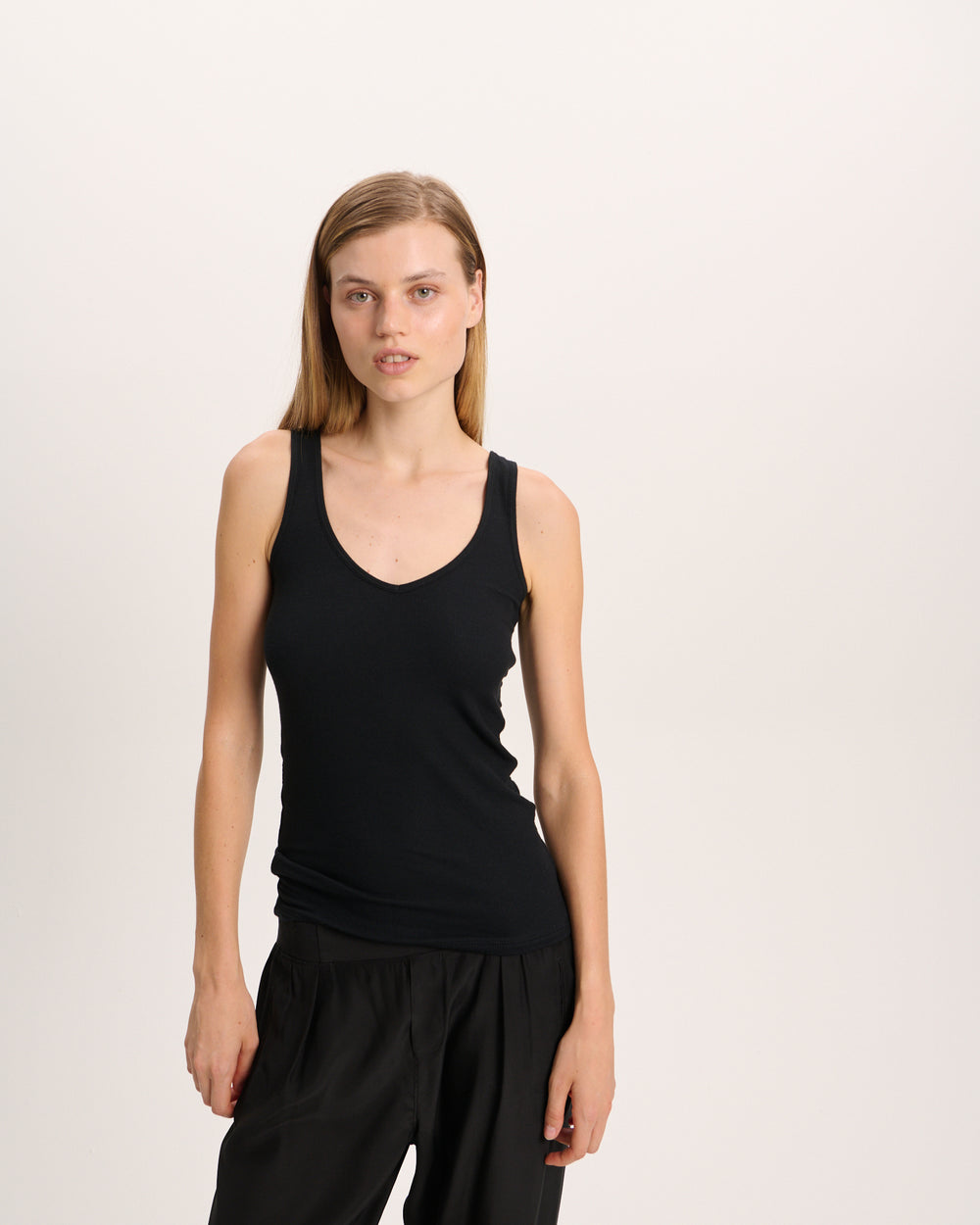 Modal Deep V-Neck Tank - Black