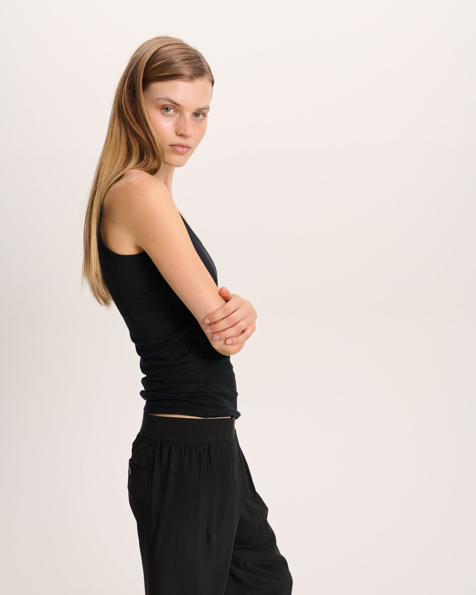 Modal Deep V-Neck Tank - Black