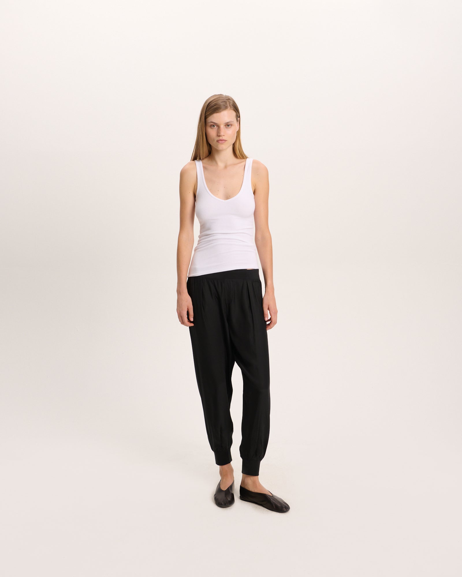 Modal Deep V-Neck Tank - White