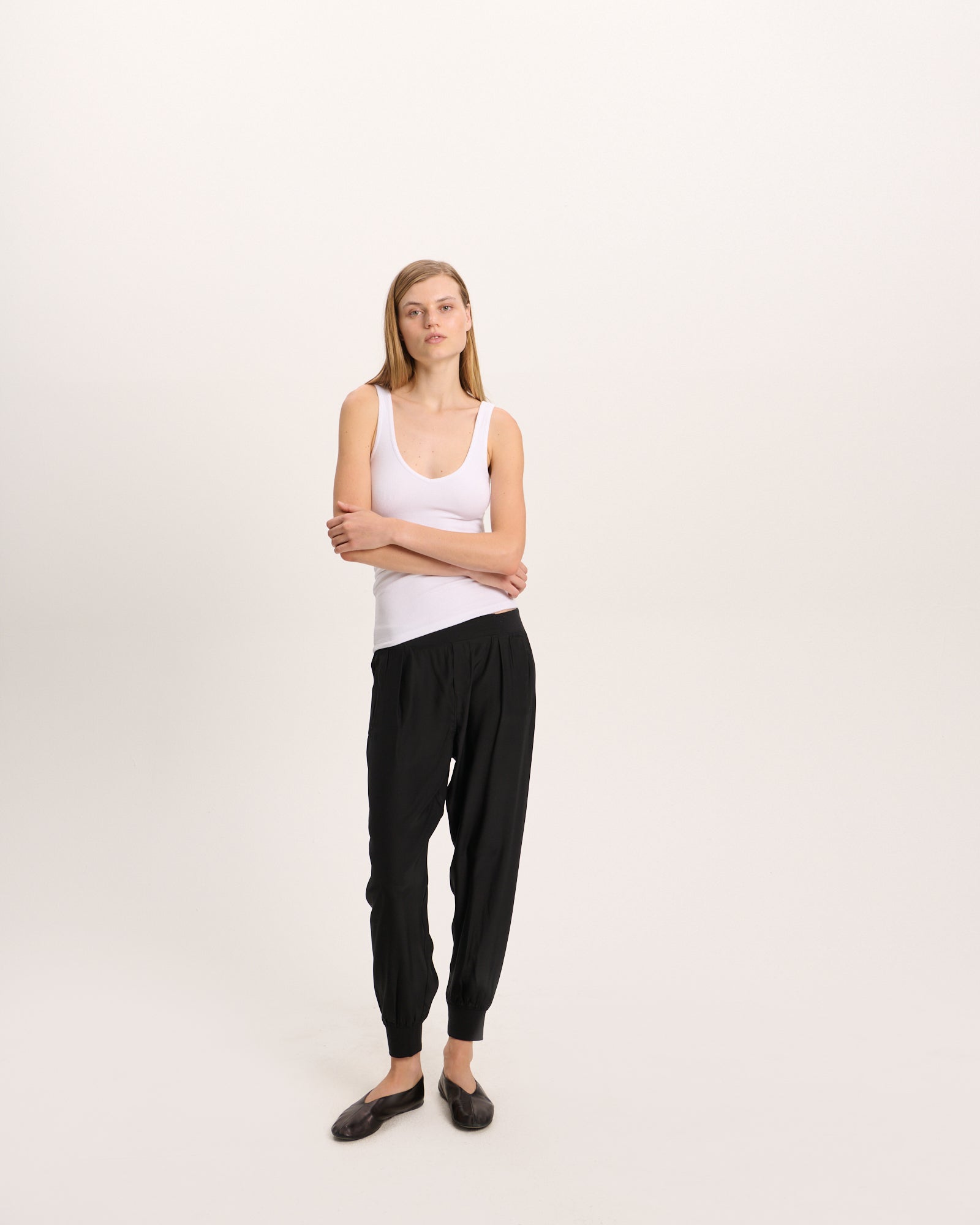 Modal Deep V-Neck Tank - White