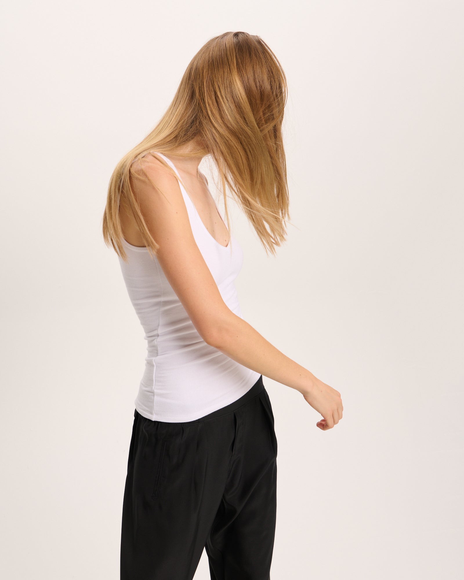 Modal Deep V-Neck Tank - White