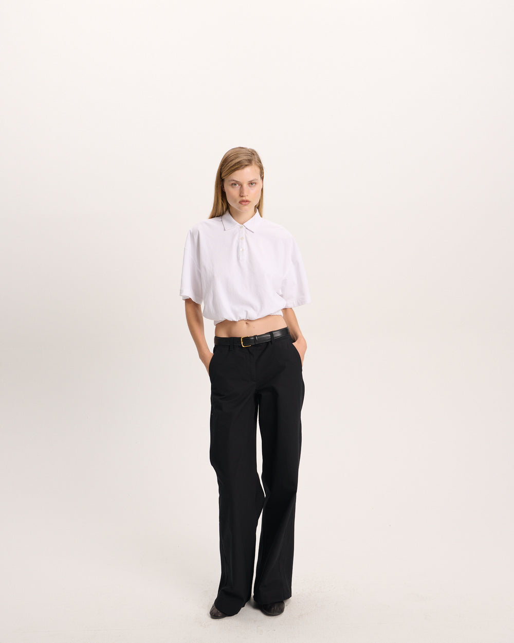 Heavyweight Jersey Cinched Polo - White