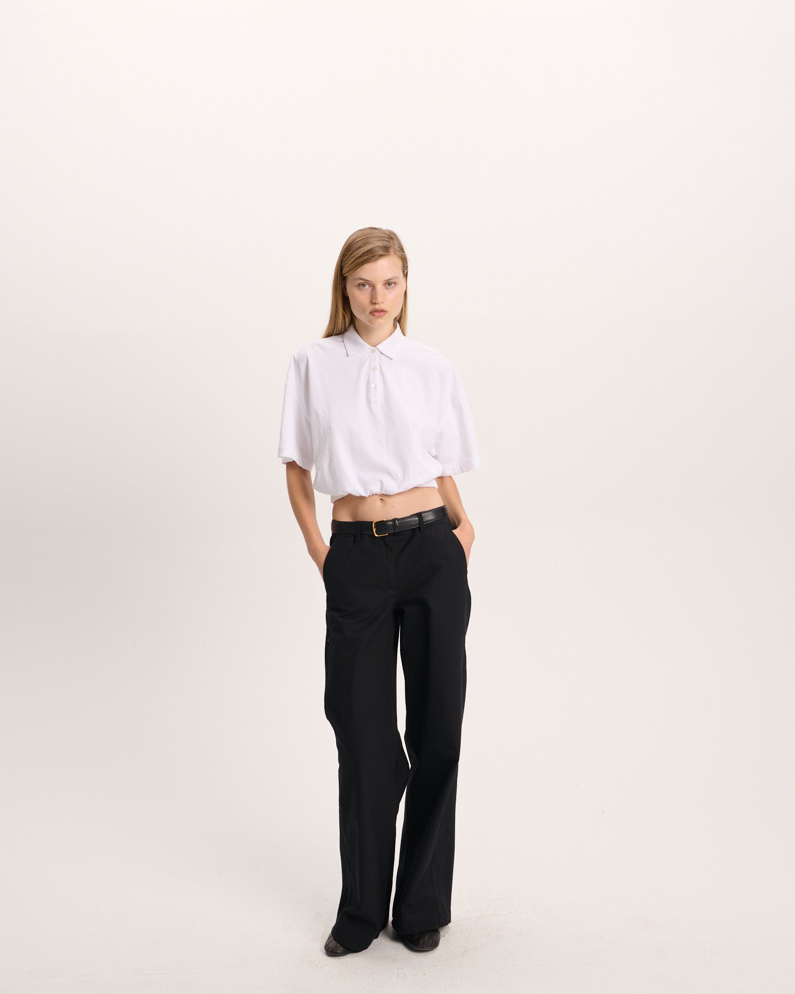 Heavyweight Jersey Cinched Polo - White