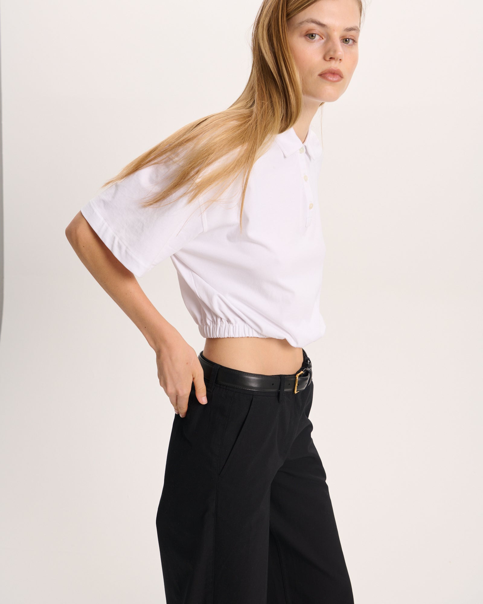 Heavyweight Jersey Cinched Polo - White