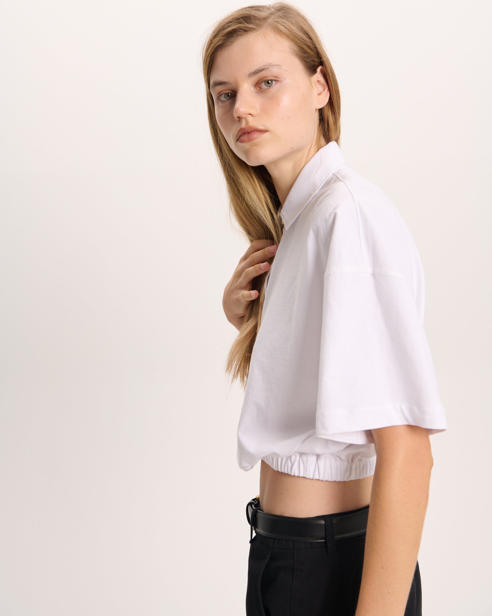 Heavyweight Jersey Cinched Polo - White