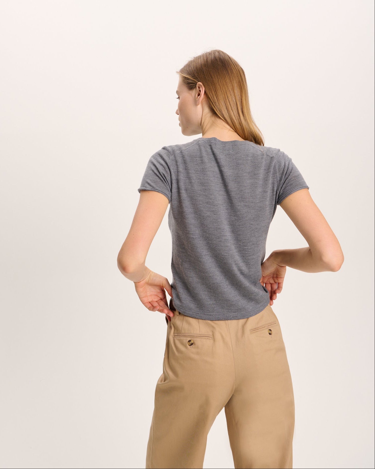 Extra Fine Merino Wool Crew Neck Tee - Medium Heather Grey